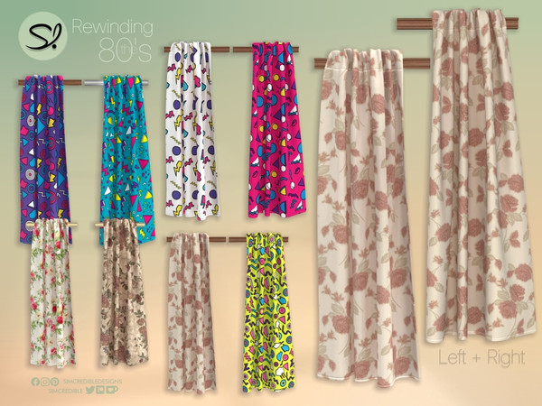 Sims 4 — Rewinding the 80s Curtain Right Printed by SIMcredible! — Step inside and make yourself at home. It's the 80s,