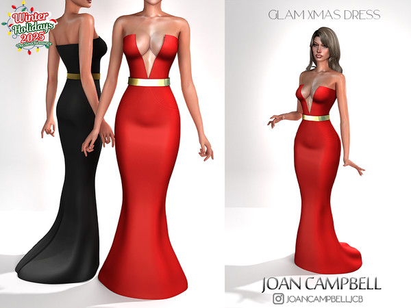Sims 4 — GLAM XMAS DRESS by Joan_Campbell_Beauty_ — 13 swatches Custom thumbnail Original mesh
