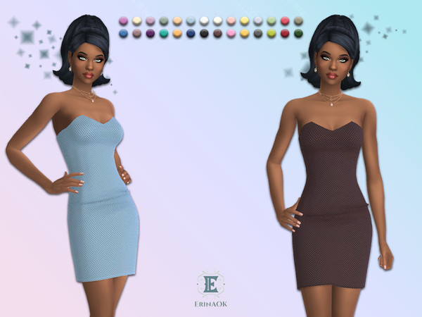 Sims 4 — ErinAOK Womens Dress 120725 by ErinAOK — Women's strapless jacquard knit dress.