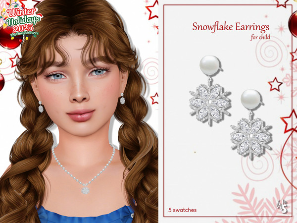 Sims 4 — (Wisteria) Snowflake_Earrings for child by WisteriaSims — Earrings