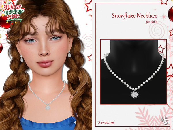Sims 4 — (Wisteria) Snowflake_Necklace for child by WisteriaSims — Earrings