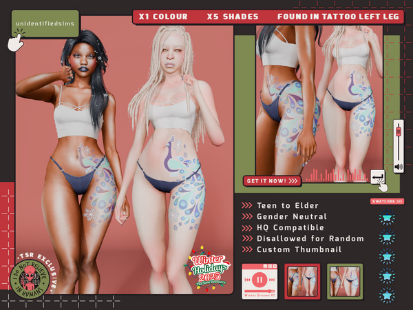 Sims 4 — US Winter Dreams V1 Tattoo by unidentifiedsims — 1 Colours