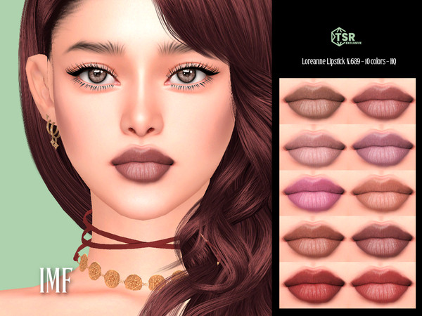 Sims 4 — IMF Loreanne Lipstick N.689 by IzzieMcFire — Loreanne Lipstick N.689 contains 10 colors in hq texture.