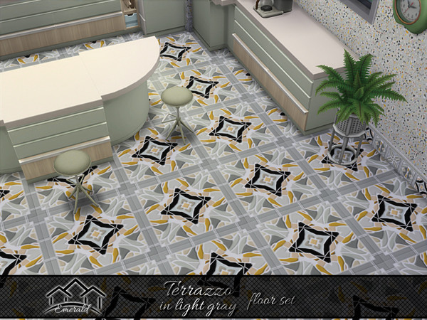 Sims 4 — Terrazzo in light gray floor2 by Emerald — Terrazzo are chips of natural stones, creating everything from bold