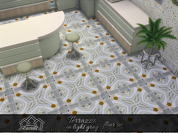 Sims 4 — Terrazzo in light gray floor3 by Emerald — Terrazzo are chips of natural stones, creating everything from bold