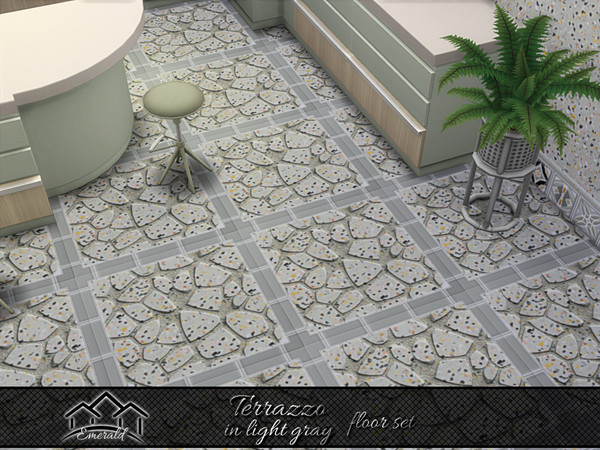 Sims 4 — Terrazzo in light gray floor4 by Emerald — Terrazzo are chips of natural stones, creating everything from bold