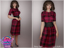 Sims 4 — 80's Things-Strange Edition-Nancy Dress by Layla — Female Plaid Dress Base Game compatible