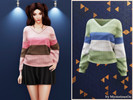 Sims 4 — Striped cozy knit sweater by MysteriousOo — Soft striped sweater with relaxed V-neck fit