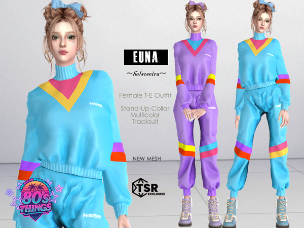 Sims 4 — 80'S THINGS - EUNA - Tracksuit by Helsoseira — Style - Stand-Up collar multicolor tracksuit