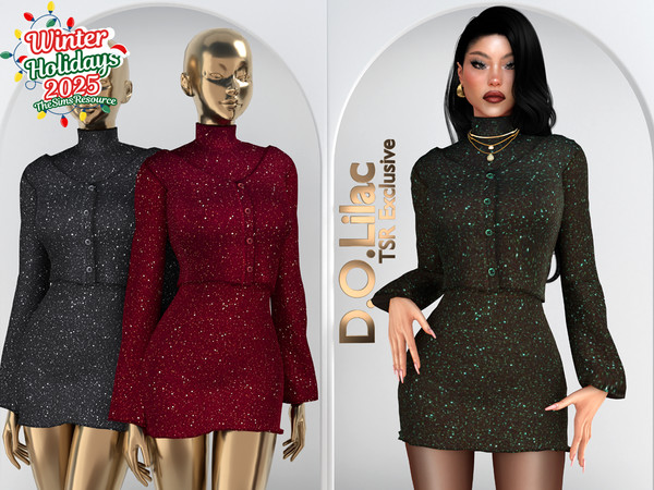 Sims 4 — Cozy Sparkle Set DO116 Top 2078 by DOLilac — Includes: (Top + Bottom)