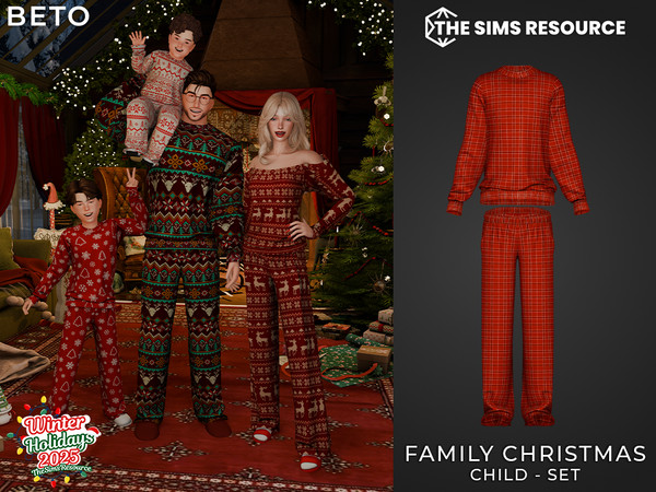 Sims 4 — Family Christmas (Set - Child) by Beto_ae0 — Christmas pajamas for the whole family, enjoy!