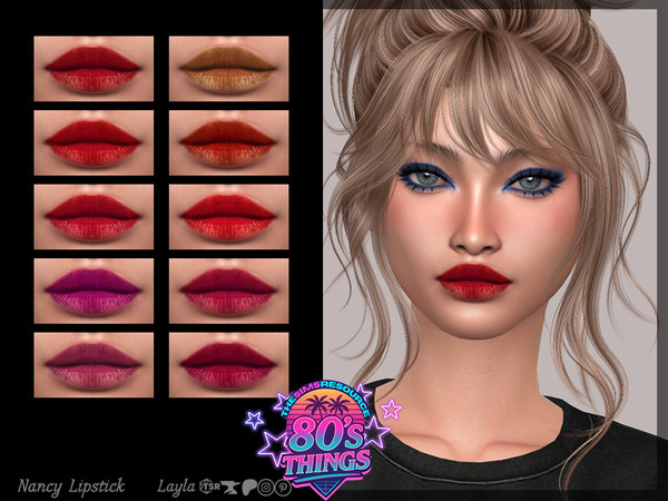 Sims 4 — 80's Things - Matte Lipstick (Nancy Lipstick) by Layla — Female Matte Lipstick Previews were made using HQ Mod