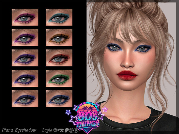 Sims 4 — 80's Things - Diana Eyeshadow by Layla — Female eyeshadow Previews were made using HQ Mod