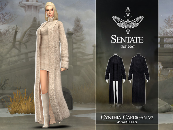 Sims 4 — Cynthia Boucle Coat by Sentate — A stylish maxi boucle coat worth with a turtle neck dress.