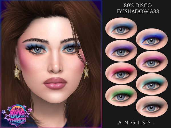 Sims 4 — 80's Disco Eyeshadow A88 by ANGISSI — PREVIEWS MADE USING HQ MOD 8 colors