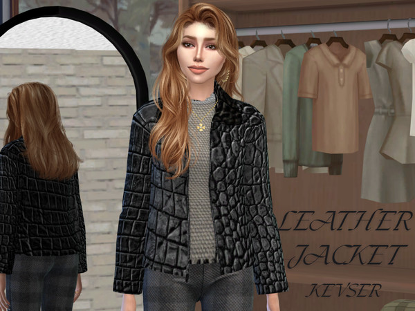 Sims 4 — LEATHER JACKET TOP FOR FEMALE by kevseryesilyurt10 — LEATHER JACKET TOP FOR FEMALE