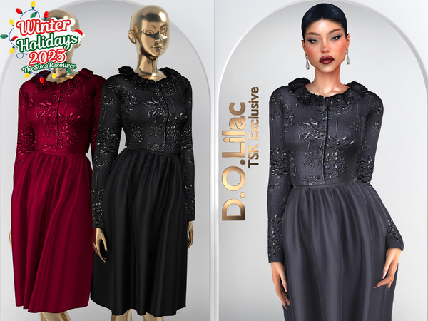 Sims 4 — Holiday Night Elegance Set DO117 by DOLilac — Includes: (Top + Bottom)