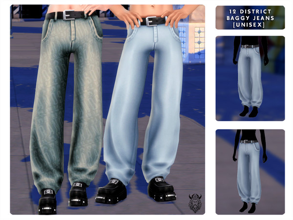 Sims 4 — 12 District - Baggy Jeans [Unisex] by OranosTR — Step into the streets of style with the District 12 Collection,