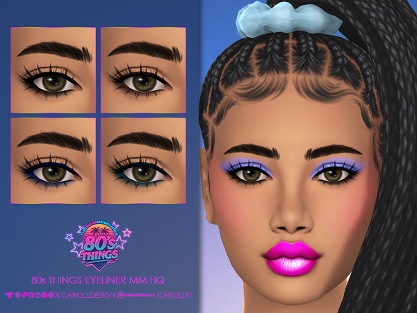 Sims 4 — 80s Things Eyeliner MM HQ by Caroll912 — A 4-swatch Maxis Mix eyeliner inspired by 80's retro makeup in