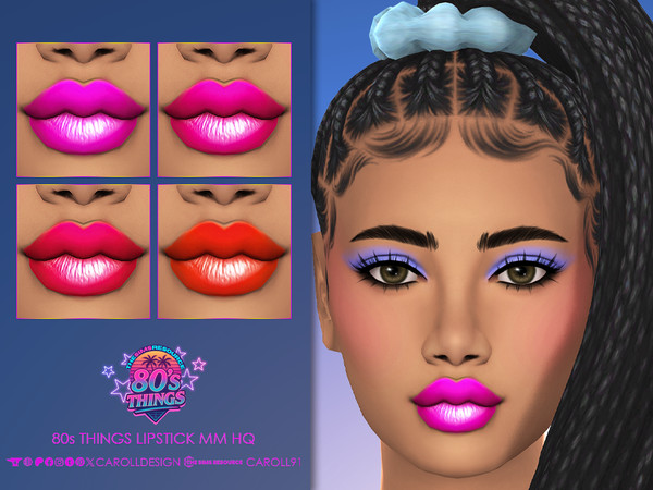Sims 4 — 80s Things Lipstick MM HQ by Caroll912 — A 4-swatch Maxis Mix lipstick inspired by 80's retro makeup in the