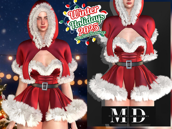 Sims 4 — red silk Christmas cape (transparent complement)- mydarling20 by Mydarling20 — Outfit Information Age Groups: