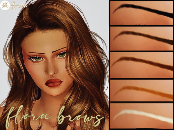 Sims 4 — flora brows - doree by doreesims — thin straight brows