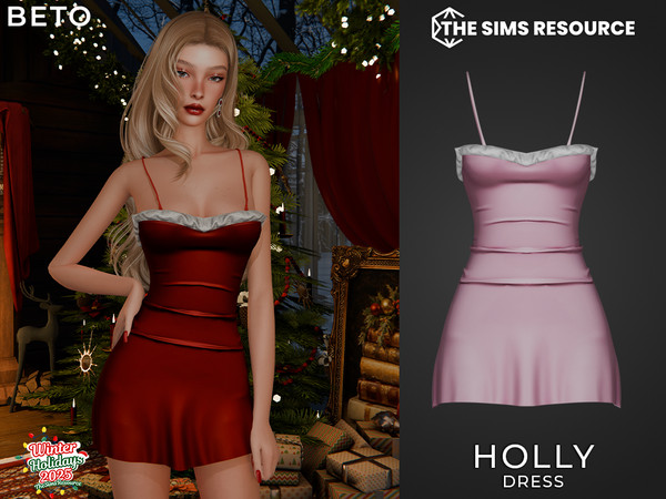 Sims 4 — Holly (Dress) by Beto_ae0 — A cute and festive dress, enjoy it!