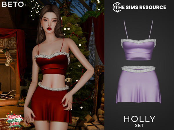 Sims 4 — By Beto - Holly (Skirt) by Beto_ae0 — A cute and festive outfit, enjoy it!