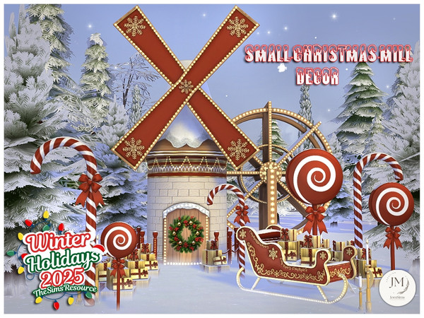 Sims 4 — WinterHolidays2025 small Christmas mill set by jomsims — WinterHolidays2025 Small Christmas Mill