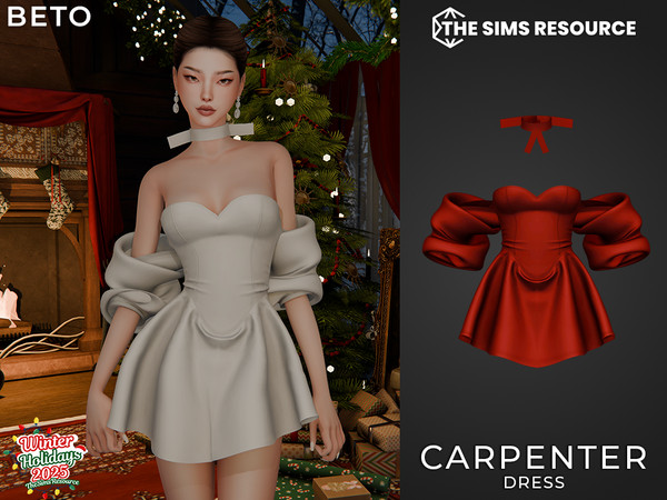 Sims 4 — Carpenter (Dress) by Beto_ae0 — A short, elegant dress, sophisticated and perfect for New Year's Eve.