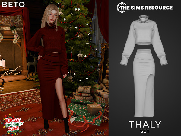 Sims 4 — Thaly (Set) by Beto_ae0 — Winter outfit for Christmas and New Year's parties, enjoy!