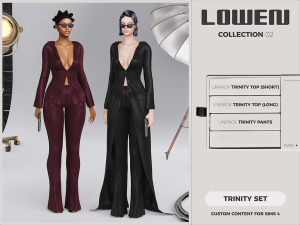 Sims 4 — LOWEN - Trinity Pants by VentaStudio — LOWEN Collection 02 is now exclusively available on TSR! Desire Dress