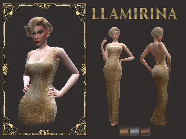 Sims 4 — Vintage Glamour Gown by llamirina — 3 swatches