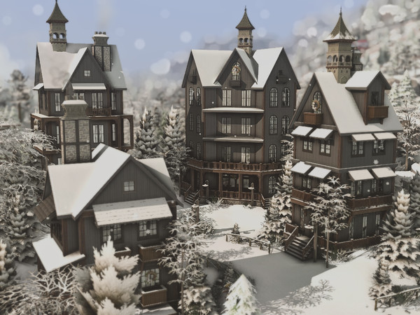 Sims 4 — Rustic Christmas Village (NO CC) by plumbobkingdom — This rustic Christmas village emerges surrounded by