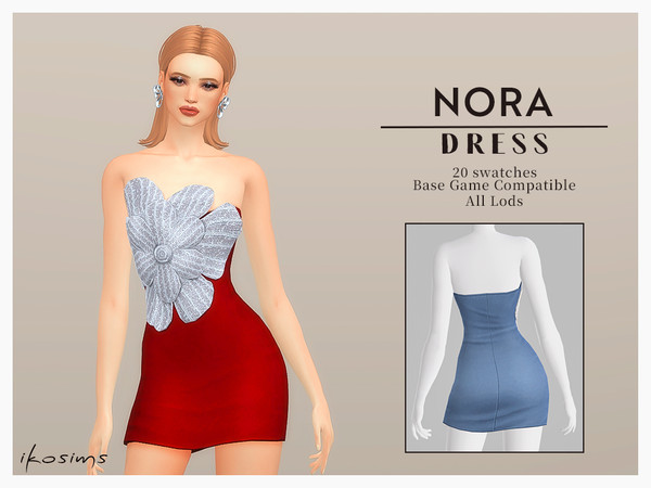 Sims 4 — Nora dress by iko-sims — - Base Game Compatible