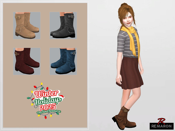 Sims 4 — Leather Boots for Child by remaron — Leather boots for Children in The Sims 4 - Sims 4 CC ReMaron_C_Shoes001 New