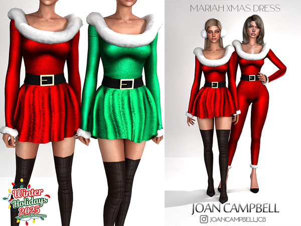 Sims 4 — MARIAH XMAS DRESS by Joan_Campbell_Beauty_ — 7 swatches Custom thumbnail Original mesh