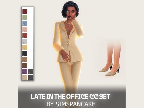 Sims 4 — Late in the Office CC Set (Maxis Match) by simspancake_cc — Dress to impress in the office with this little set