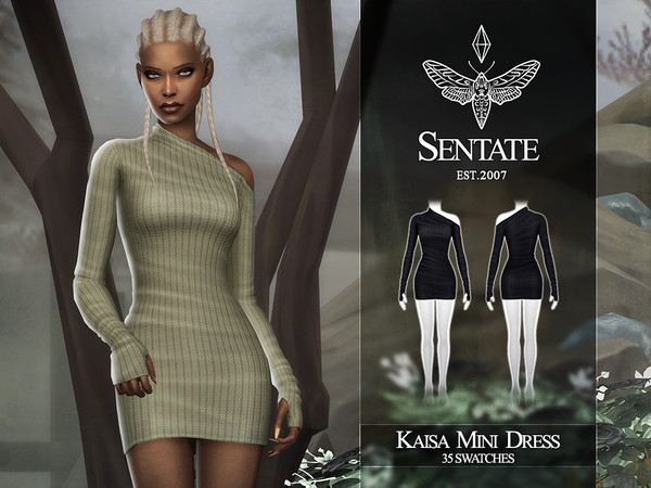 Sims 4 — Kaisa Mini Dress by Sentate — A chic off the shoulder mini dress with built in arm warmers.