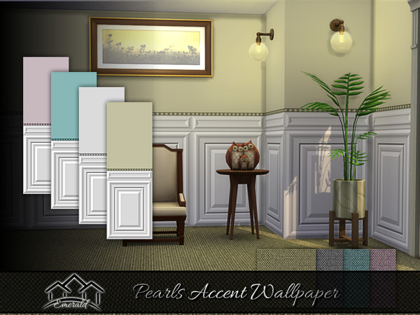 Sims 4 — Pearls Accent Wallpaper by Emerald — Create a luxurious wall in your home with these pearls accent wallpaper.