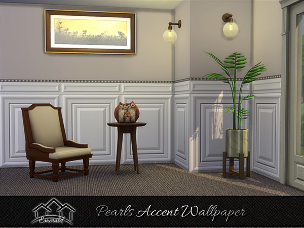 Sims 4 — Pearls Accent Wallpaper 4 by Emerald — Create a luxurious wall in your home with these pearls accent wallpaper.