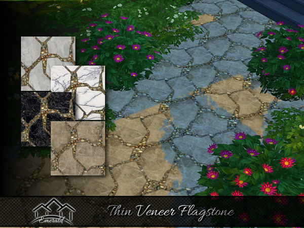 Sims 4 — Thin Veneer Flagstone by Emerald — Flagstone is usually used for paving or walkways and patios.