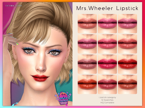 Sims 4 — LMCS Mrs.Wheeler Lipstick by VELYSEA — -80's Things Strange Edition Spacial -Lipstick category -HQ comatble -12