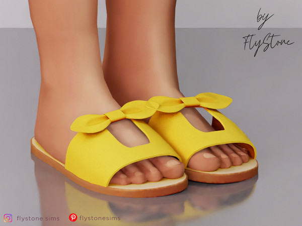 Sims 4 — Child Leather Sandals With A Bow by FlyStone — Child leather sandals with small cutty bows