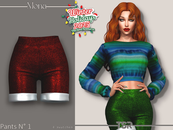 Sims 4 — WinterHolidays_Sparkling shorts by Mona — -New mesh-