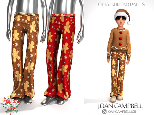 Sims 4 — GINGERBREAD PANTS (CHILD VERSION) by Joan_Campbell_Beauty_ — 5 swatches Custom thumbnail Original mesh