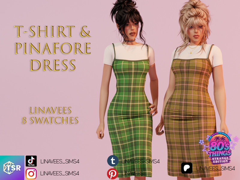The Sims Resource | 80's Things - T-SHIRT & PINAFORE DRESS