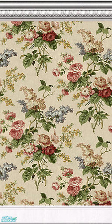 Sims 2 — Linen Flowers Collection - Wallpaper by Ravensonng — Floral on Maxis Mouldings