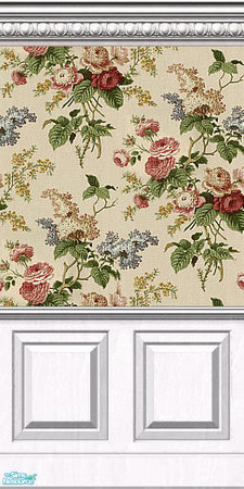 Sims 2 — Linen Flowers Collection - Wall Panel by Ravensonng — Floral on Maxis Panel