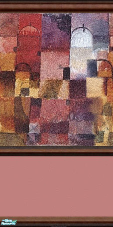 Sims 2 — Modern Living - Pink and Burgandy by Lorah — Contemporary artworked walls and matching tiles for your Sims.